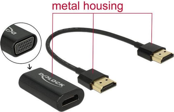 Produktbild Delock Monitoradapter HDMI-A zu VGA-Bu schwarz (VGA, 15 cm)