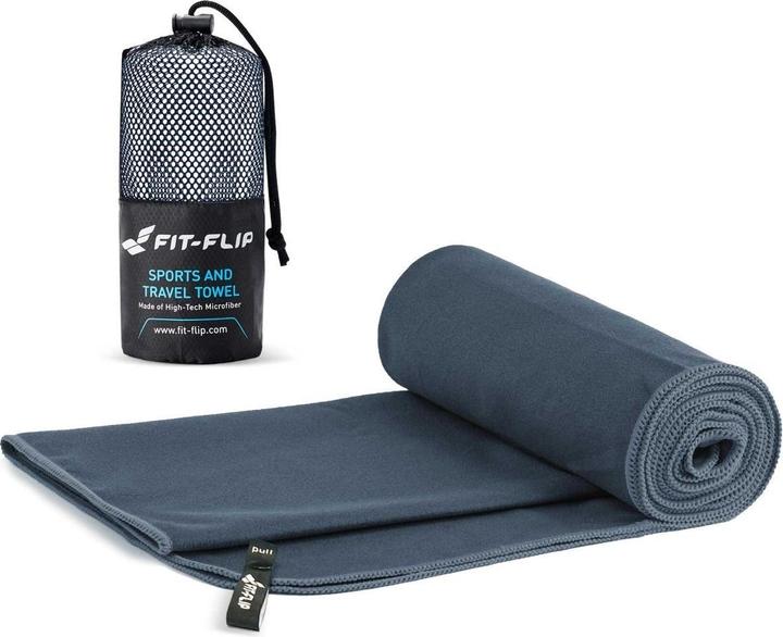Actual product image Fit-Flip Mikrofaser Handtuch schnelltrocknend mit Tasche 80x160cm (80 x 160 cm)