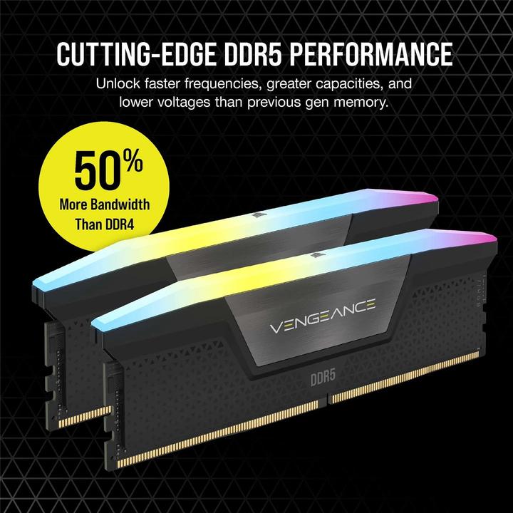 Productafbeelding Corsair D532GB 6000-36 Vengeance RGB bk K2 COR (2 x 16GB, 6000 MHz, DDR5 RAM, DIMM 288 pin)