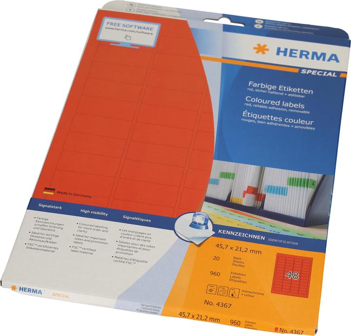 Produktbild HERMA Farbige Etiketten A4 ablösbar