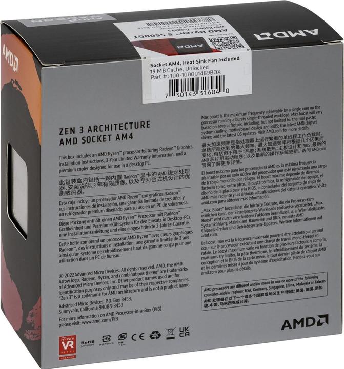 Image du produit AMD Ryzen 5 5500GT (AM4, 3.60 GHz, 6 -Core)