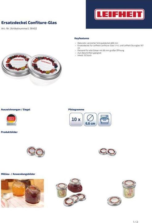 Image du produit Leifheit Couvercle pour pot de confiture (10 pcs)
