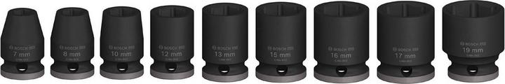 Actual product image Bosch Professional Zubehör PRO Impact socket set, 3/8", standard, 9 pcs. (8 mm, 12 mm, 16 mm, 19 mm, 7 mm, 10 mm, 15 mm, 13 mm, 17 mm)