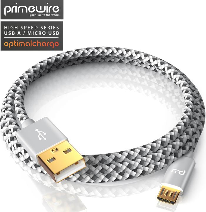 Immagine prodotto Primewire Cavo Micro USB - Cavo di ricarica rapida MicroUSB 2.4A, nylon, spina in metallo, cavo di ricarica (5 m, USB 2.0)