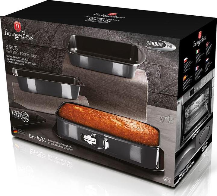 Image du produit BerlingerHaus Set de moules à pâtisserie 3 pièces Metallic Line Carbon Pro Edition