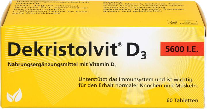 Valori nutrizionali e ingredienti Dekristolvit D3 5600 compresse I.E., 60 compresse (60 Pezzo/i, Pillole, 60 g)