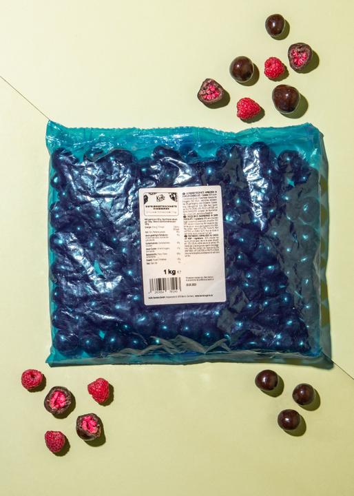 Actual product image KoRo Freeze-dried raspberries in dark chocolate (1000 g)