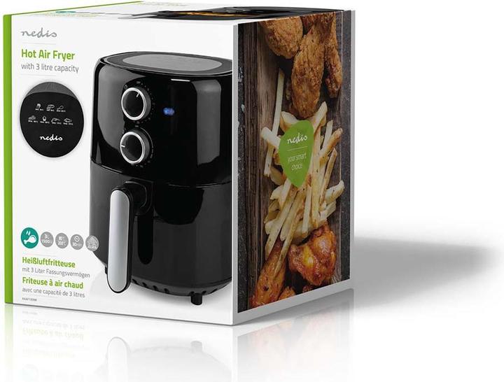 Produktbild Nedis Heissluft Friteuse | 3 l | Timer: 30 min | Analog | Schwarz (EU-Stecker)