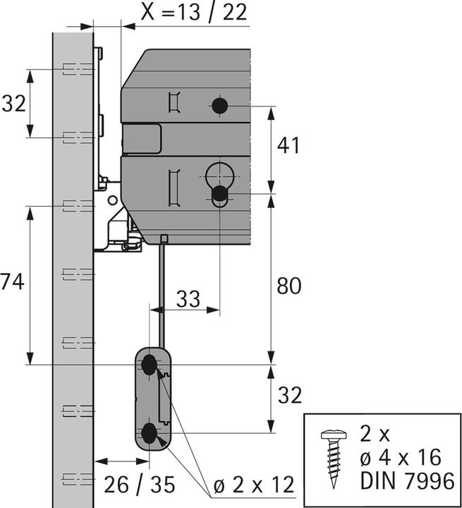 Image du produit Hettich Support de façade réglable pour cadre à dossiers suspendus (1 pcs)