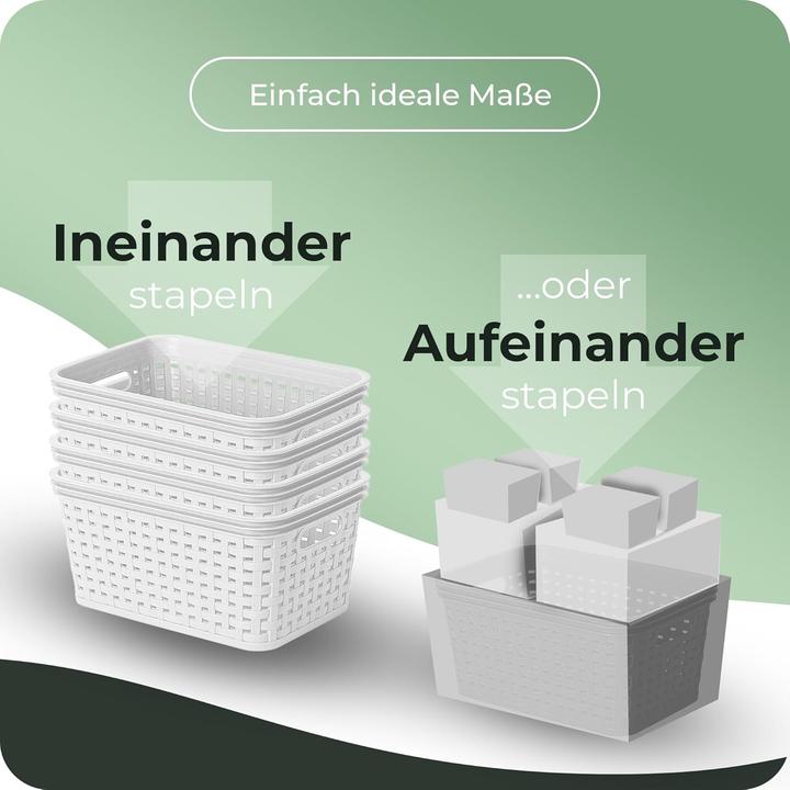 Produktbild Novaliv Aufbewahrungsbox mit Deckel Mini 1L Korb Weiss in Rattan Design Lebensmittelecht Aufbewahrung (1 l)