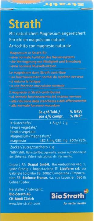 Nährwerte und Zutaten Strath lity + Magnesium Nahrungsergänzung (1 Stück, Tabletten, 90 g)