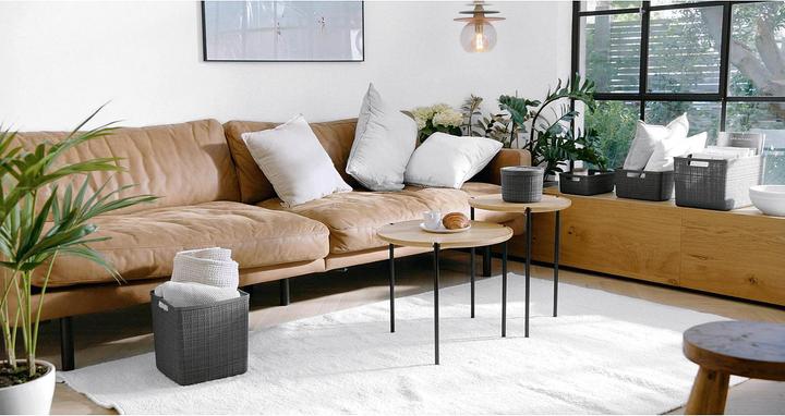 Produktbild Curver Juliet Jutekorb aus 100% recyceltem Kunststoff, rechteckig, 12 l, dunkelgrau, M (12 l)