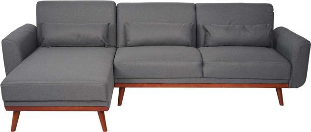 Produktbild Swisshandel24 Sofa, Couch Ecksofa, L-Form 3-Sitzer Liegefläche Schlaffunktion Stoff/Textil anthrazit-grau (Ecksofa)
