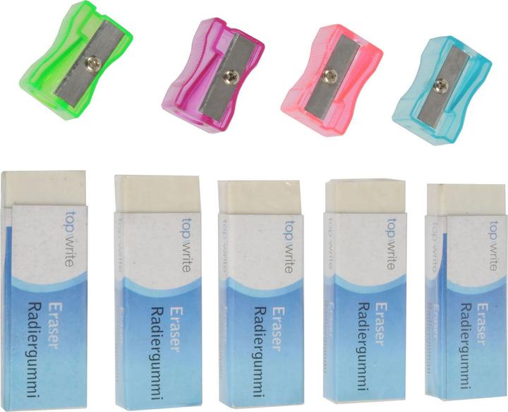 Produktbild Topwrite Spitzer & Radiergummi 9tlg.