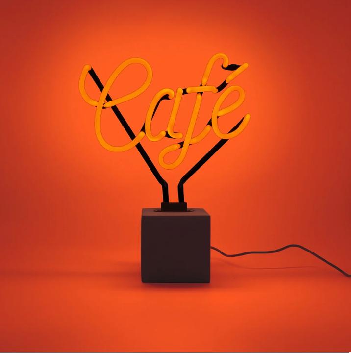 Actual product image Locomocean Glass Neon Table Lamp with Concrete Base - Café