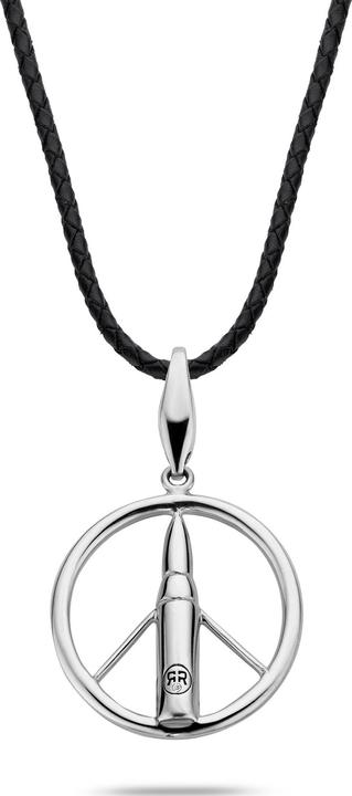 Actual product image Rebel & Rose RR-NL017-S-L Make Love Not War Unisex Necklace 70cm (925 silver, Leather, 70 cm)