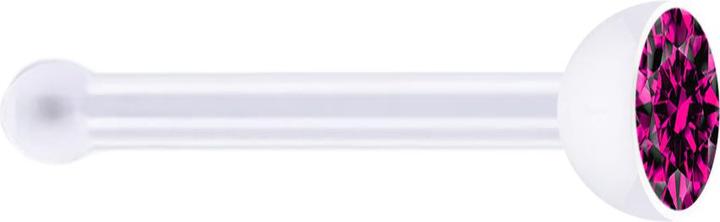 Star Piercing Nasenstecker gerade transparent mit Kristall fuchsia (ohne Messing, Bioflex)