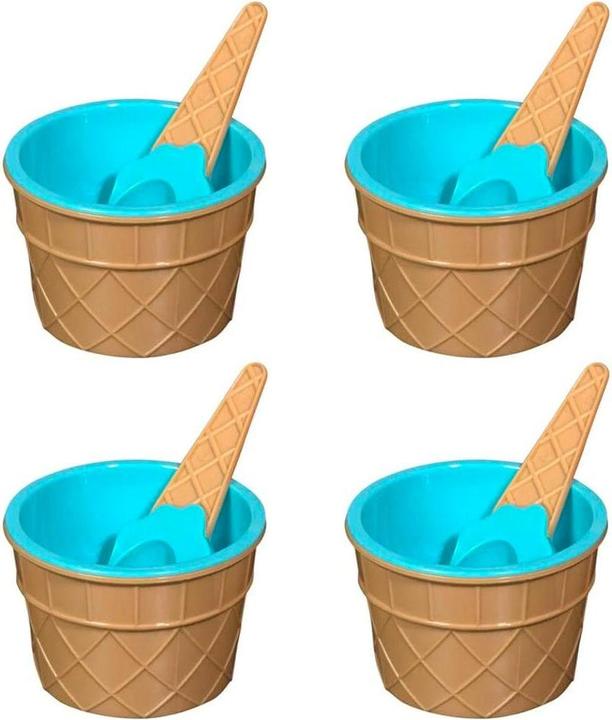 Actual product image JTI 4x glass bowls with spoons - blue (1 x)