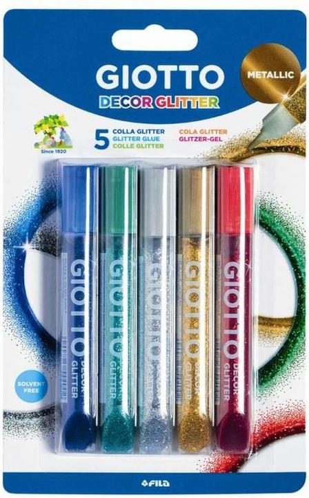 Actual product image Giotto Glitter Pens Glitter Glue Metallix Multicoloured, 5 pieces (Multicoloured, 5 x)