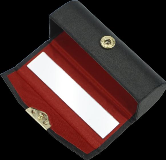 Actual product image Lipstick box, black with mirror, press stud fastening, length 8.5 cm, height 3 cm