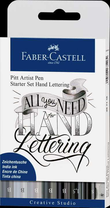 Actual product image Faber-Castell Pitt Artist Pen Handlettering (Black, Gray, 9 x)
