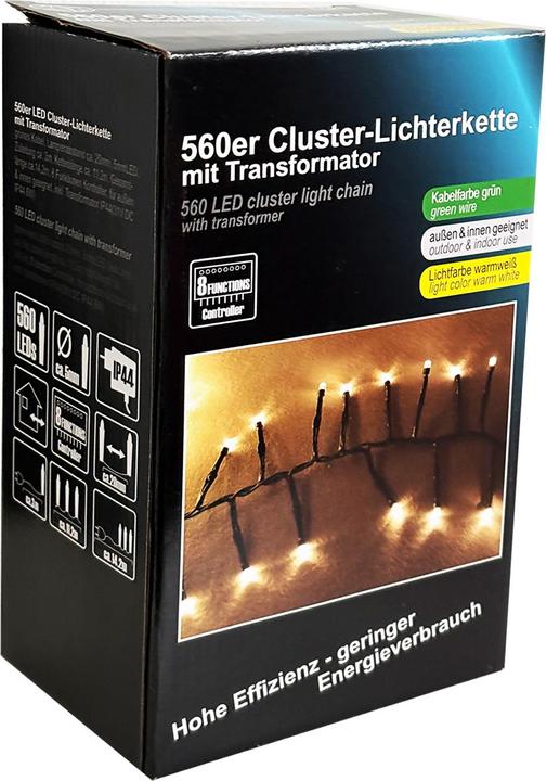 Produktbild Mojawo 560er Cluster-Lichterkette LEDs Innen und Aussen warmweiss (14.20 m)