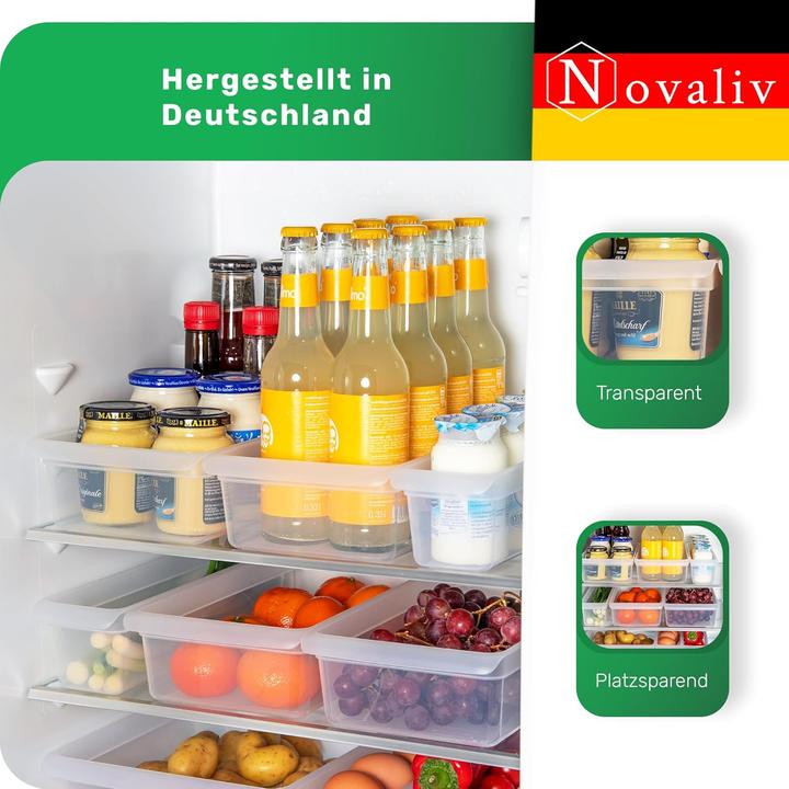 Produktbild Novaliv 6X Kühlschrank Organizer 30,5 x 7,5 x 22 cm BPA-frei Küchenordnung Made in Germany Kühlschra