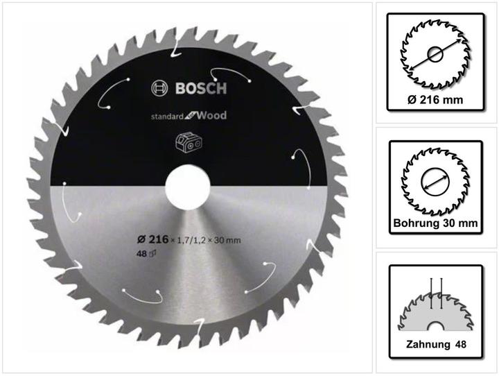 Productafbeelding Bosch Professional Zubehör Cirkelzaagblad Standaard voor hout, 216 x 1,7/1,2 x 30, 48 tanden