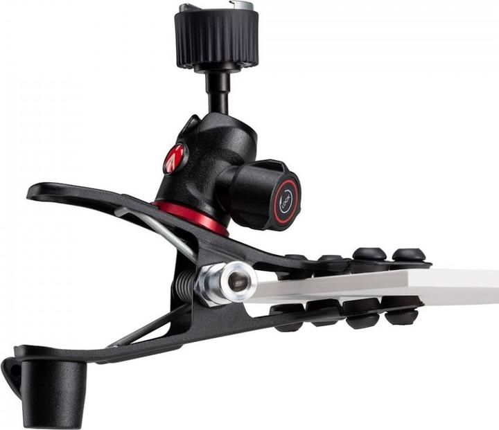Produktbild Manfrotto Spring Clamp, Universalklammer Cold Shoe mit Kugelkopf und Blitzschuh (Stativ Fernsteuerung)