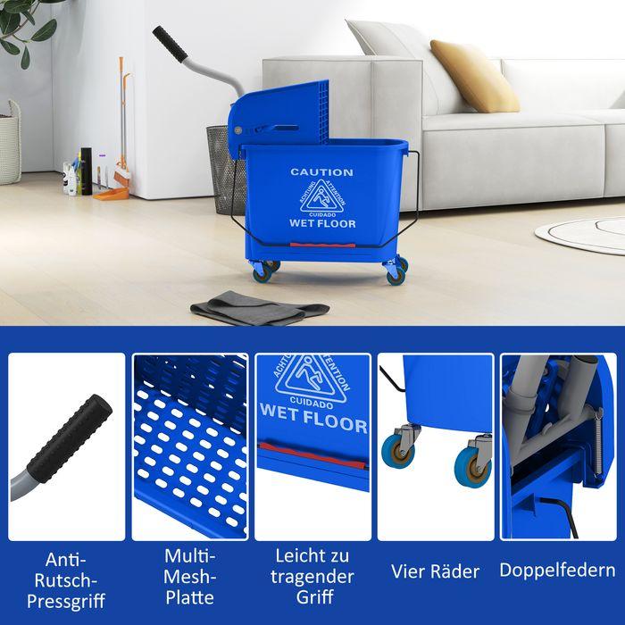 Image du produit Swisshandel24 Putzwagen Fahreimer Putzeimer 20 Liter Wischwagen mit Presse 2 Kammern Blau (1 pcs)