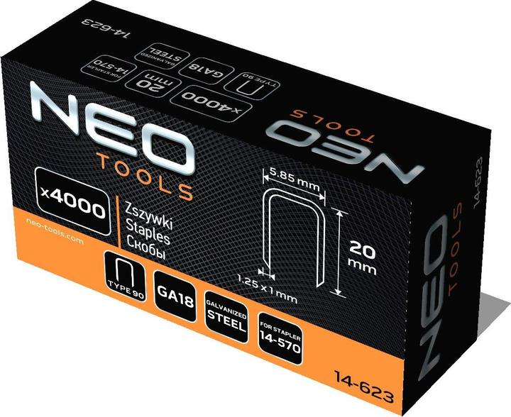 Actual product image Neo Galvanised staples for pneumatic tacker (14-570), GA18, type 90 (4K), length 20 mm, 4000 s (1 x)