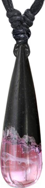 Star Piercing Halskette schwarz Anhänger Kegel Fantasy Epoxy lavendel aus Arang Holz (Organisch, ohne Messing)