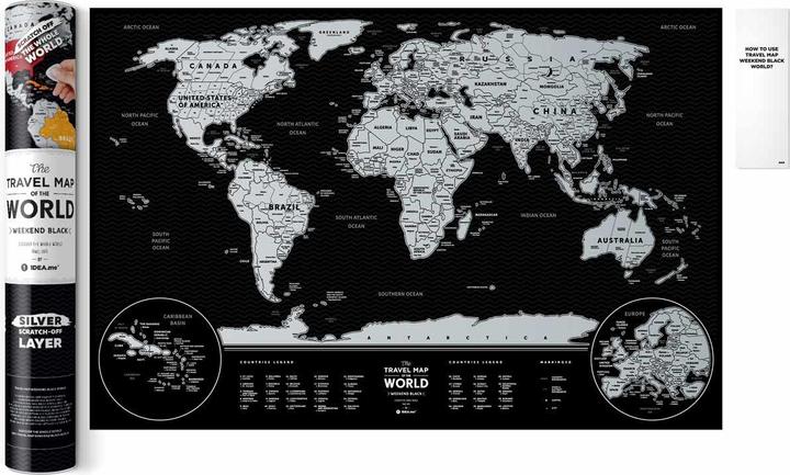 1dea.me Travel Map® Weekend World Silver - Rubbel-Weltkarte / Scratch Map (60 x 40 cm)