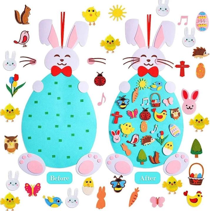Produktbild Activity Board DIY Filz Ostern Kaninchen Anhänger Set bunte Eier Küken Puzzle Wand hängende Ornament Ostern Party