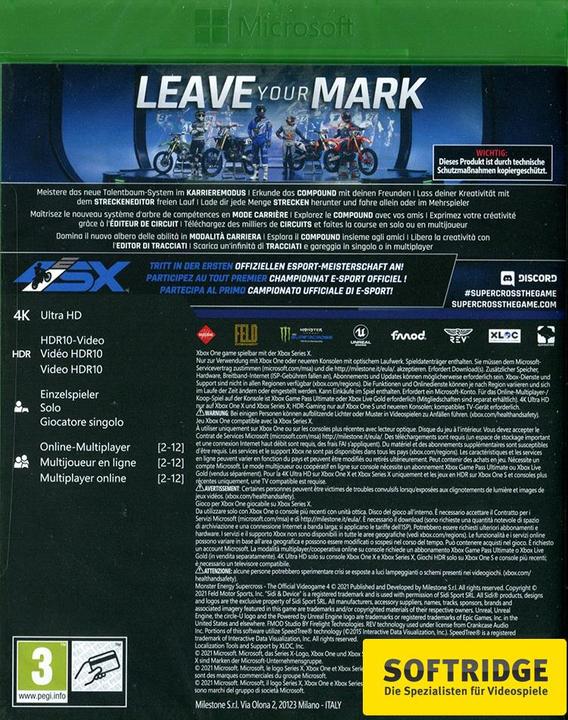 Actual product image Milestone Monster Energy Supercross The Official Videogame 4 (Xbox Series X, Xbox One X, Multilingual)