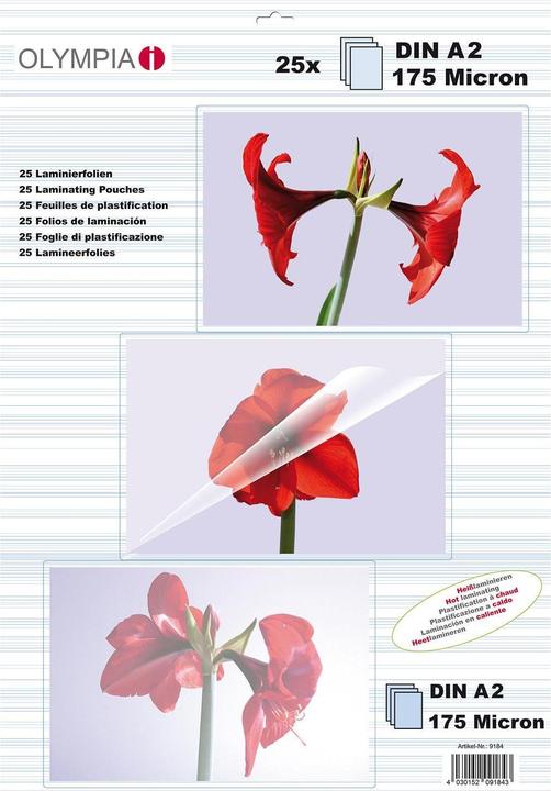 Actual product image Olympia Laminating films DIN A2 (A2, 25 Piece, 125 µm)