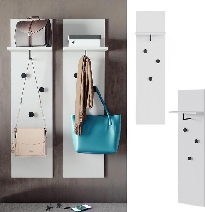 Image du produit Vicco Porte-manteau Siri, blanc, lot de 2 porte-manteaux muraux