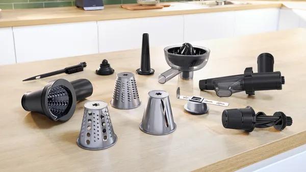Produktbild Bosch Hausgeräte Serie 6, Fleischwolf, MultiPower Series 6, 2100 W, Schwarz, silver metalic, MFWS650B