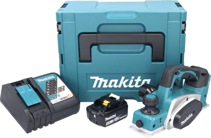 Actual product image Makita DKP 180 RM1J Battery Planer 18 V 82 mm + 1x Battery 4.0 Ah + Charger + Makpac