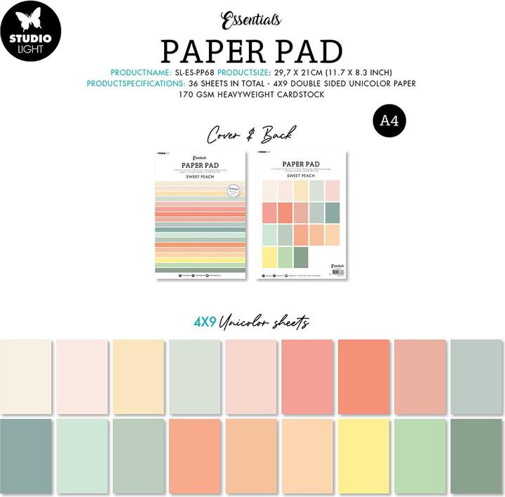 Actual product image art by marlene Paper Pad "Sweet Peach" 36 Sheets Essentials (18 g/m², 36 x)