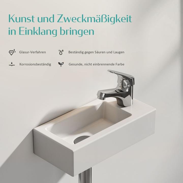 Produktbild Emke Waschbecken Reckiger Waschbecken Keramik Waschbecken Waschtisch Hängewaschbecken, Hahnloch Rech (1800 mm, 3650 mm)