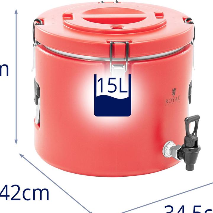 Produktbild Royal Catering Thermobehälter Edelstahl Thermobox Warmhaltebehälter Speisen Ablasshahn 15 L (15 l)