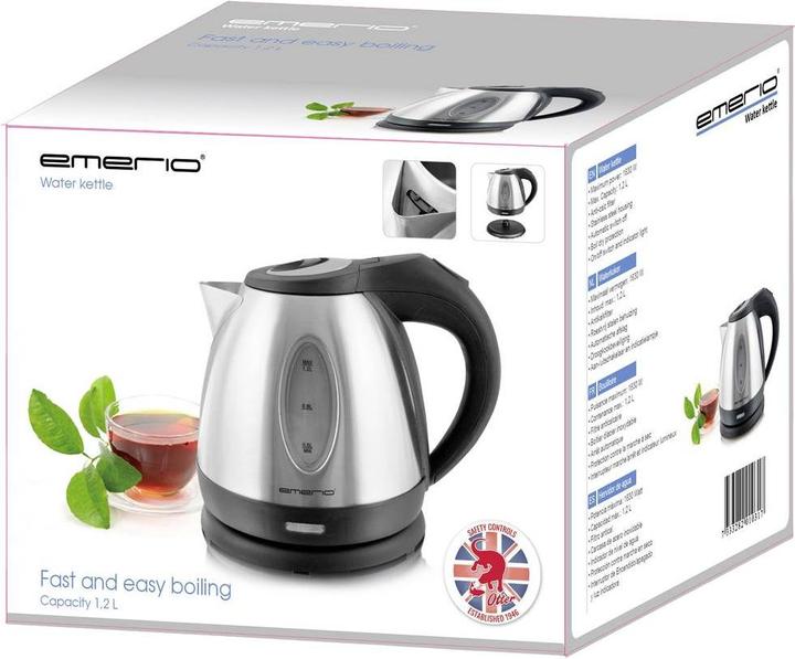 Produktbild Emerio Wasserkocher, 1.2L, Edelstahl, Wasserstandsanzeige (1.20 l, EU-Stecker)