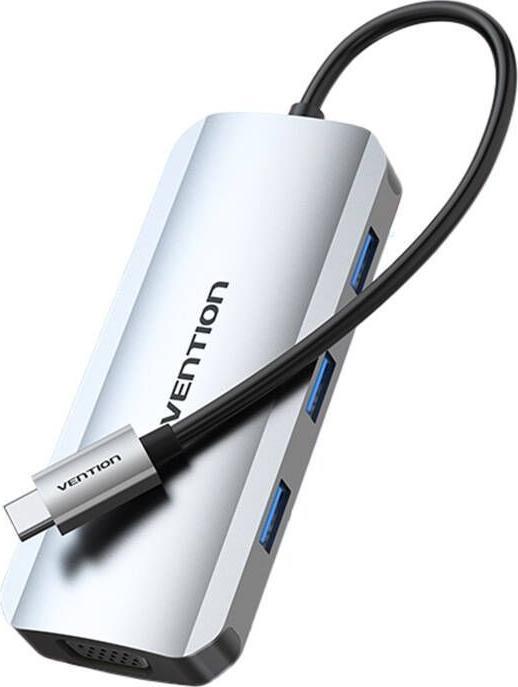 Immagine prodotto Vention Docking station USB-C per HDMI, VGA, 3x USB 3.0, PD 0,15m TOIHB (grigio) (USB-C, 4 Porti)