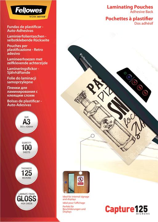 Fellowes Film de plastification A3 125 mic auto-adhésif - 100 pcs. (A3, 100 pièce(s), 250 µm)