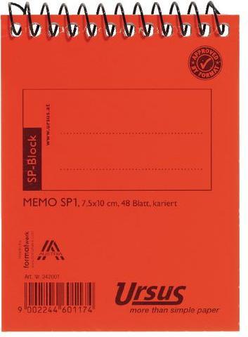 Image du produit Ursus Bloc-notes à spirales SP3 9x14cm quadrillé Spirale de tête (9 x 14 cm, Quadrillé)