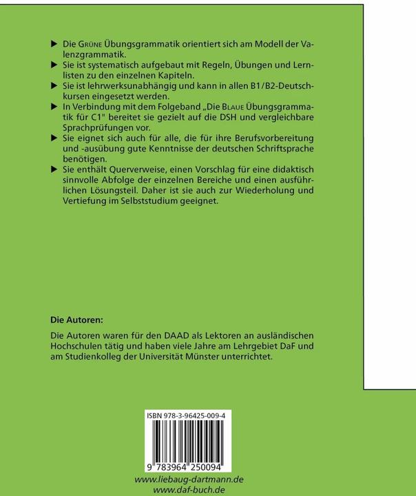Immagine prodotto Die Grüne. Übungsgrammatik für B1/B2 (Tedesco, Erhard G Heilmann, Friedrich Clamer, Helmut Röller, 2022)