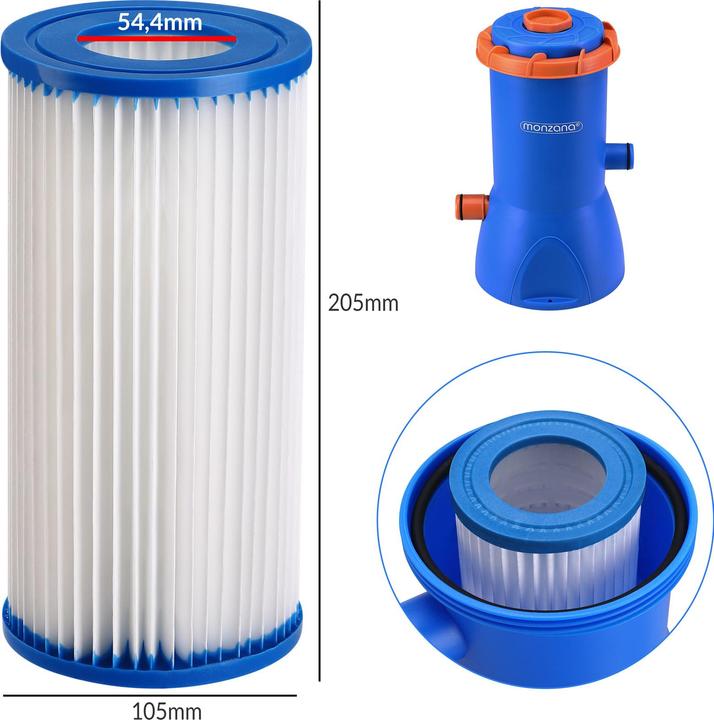 Produktbild Monzana Filterpatrone 205x105mm blau - 1er/2er/3er/4er Set