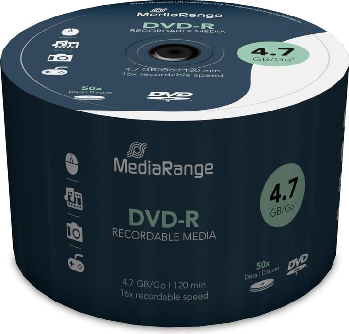 Actual product image MediaRange DVD-R 4.7GB, 50 spindle (50 x)