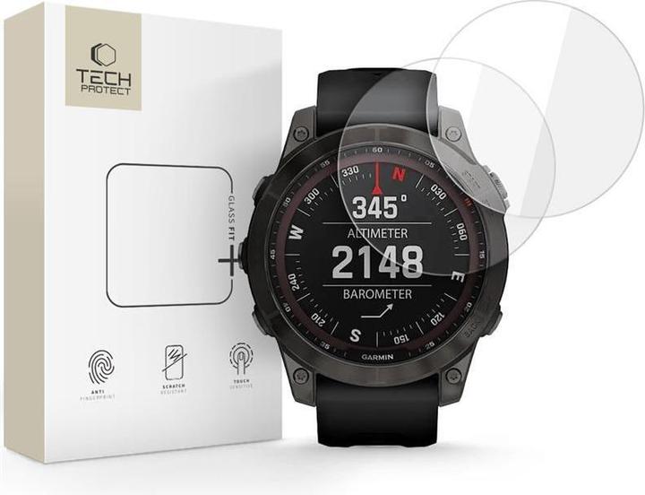 Tech-Protect Glass Fit+ 2er-Pack Panzerglas für Garmin Fenix ​​7X / 7X Pro - Transparent (fenix 7X)